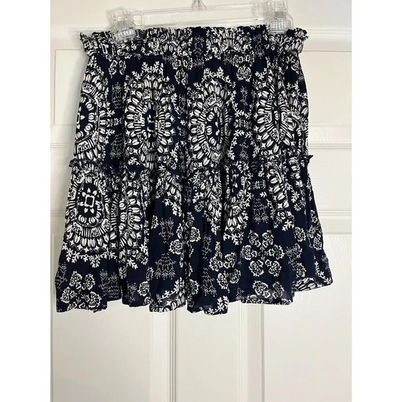 NWT Revel Navy White Cottage Core Boho Granny Hippie Western Women Medium Skirt - Picture 5 of 12